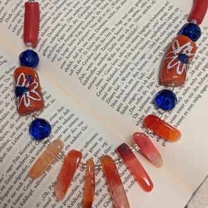 Large Glass Necklace Glass Long Stone Recycled Gla